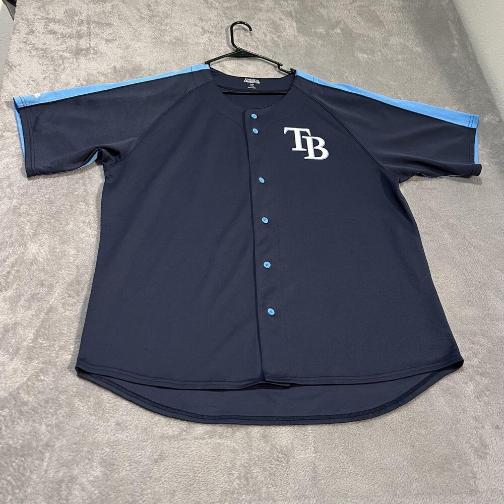 Tampa Bay Rays Jersey Shirt Mens 2XL MLB Baseball Mesh Button Up Stitches